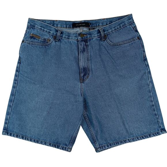 Calvin Klein Vintage Jean Shorts Men's 37X8 Blue Stone Wash Baggy Street Grunge - Picture 2 of 13